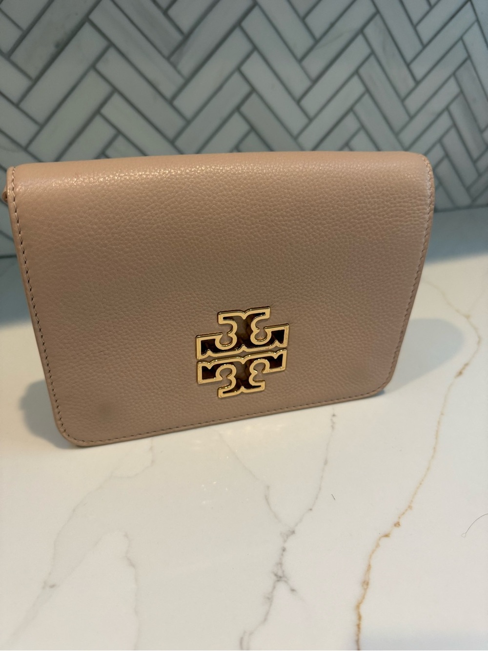 Tory Burch Kira Small Leather Crossbody - Taupe